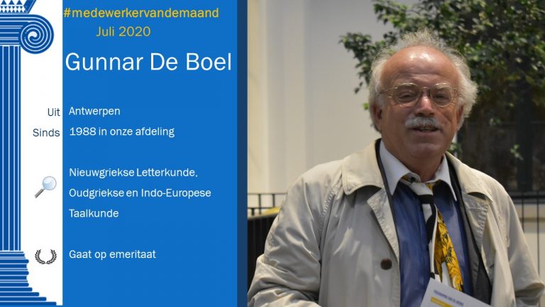 Medewerker van de maand (juli 2020) Gunnar De Boel Grieks